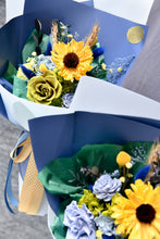 將圖片載入圖庫檢視器 爵士藍拾光花束|Jazz Blue Golden Moments Preserved Flowers Bouquet