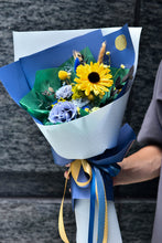 將圖片載入圖庫檢視器 爵士藍拾光花束｜Jazz Blue Golden Moments Preserved Flowers Bouquet
