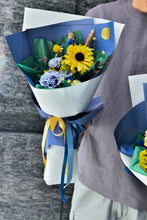 將圖片載入圖庫檢視器 爵士藍拾光花束｜Jazz Blue Golden Moments Preserved Flowers Bouquet
