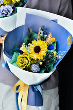 將圖片載入圖庫檢視器 爵士藍拾光花束｜Jazz Blue Golden Moments Preserved Flowers Bouquet
